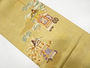 アンティーク　引箔　鉾車模様織り出し袋帯（材料）